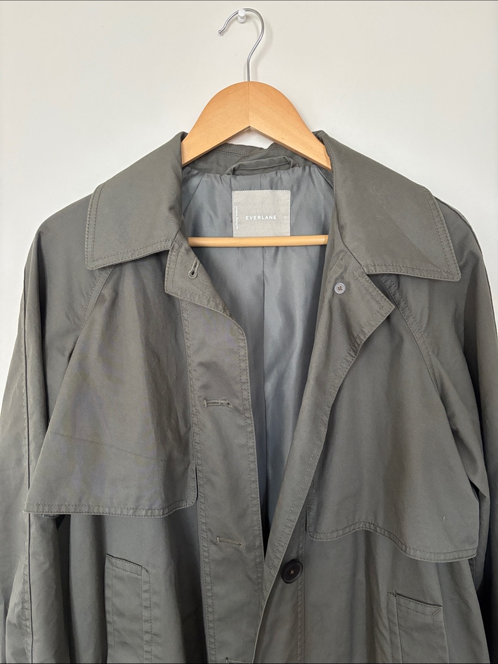 Everlane Olive Trench Coat with Storm Flap - Picture 5 of 6